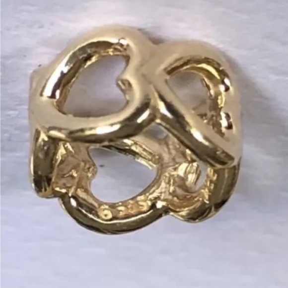Authentic Pandora 14K Gold Heart Spacers Charm ALE 585 - Picture 2 of 3